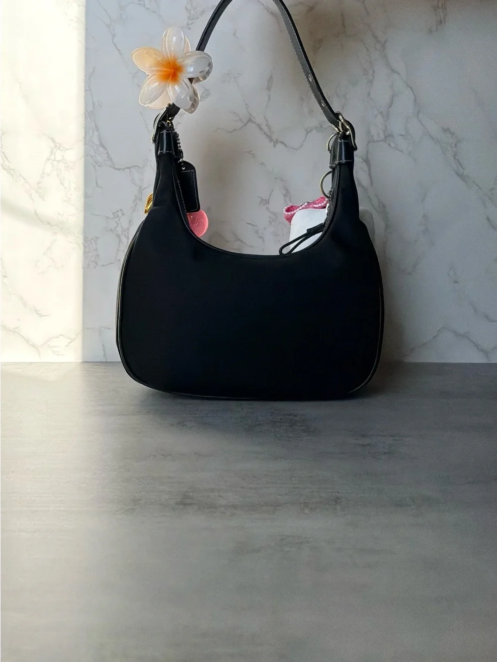 Black Coach Nylon Hobo Bag 🩰˚˖𓍢 🦢✧˚.🎀༘⋆
